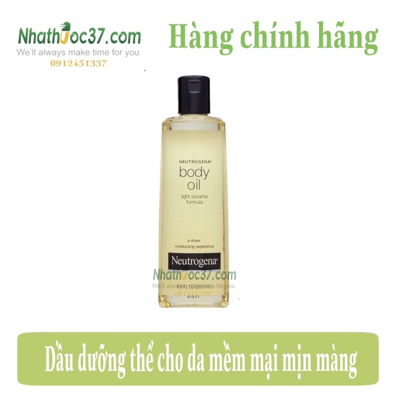 Dầu dưỡng da Neutrogenase Body oil 250ml giúp da mềm mại mịn màng. Dầu dưỡng thể Neutrogena Body Oil Light 250ml