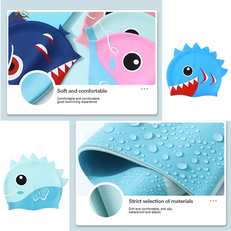 Mũ Bơi Silicon 3D Chống Nước/Chống Nắng Hình Hoạt Hình Dễ Thương Cho Bé