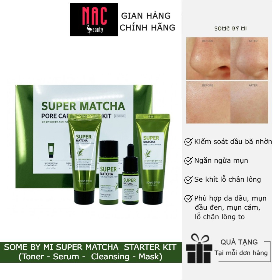 Bộ Sản Phẩm Chăm Sóc Da Se Khít Lỗ Chân Lông Some By Mi Super Matcha Pore Care Starter Kit