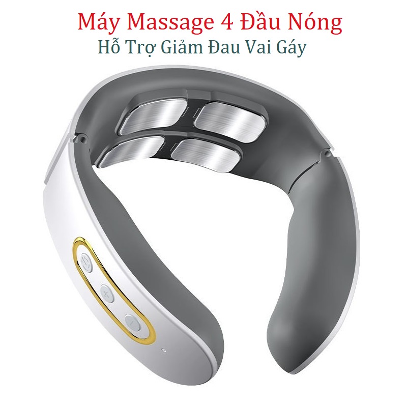 Máy Massage Cổ Vai Gáy Điện Xung Kèm Chức Năng Chườm Nóng, Bấm Huyệt 4 Điện Cực, 6 Chế Độ Mát Xa Hành 1 Đổi 1