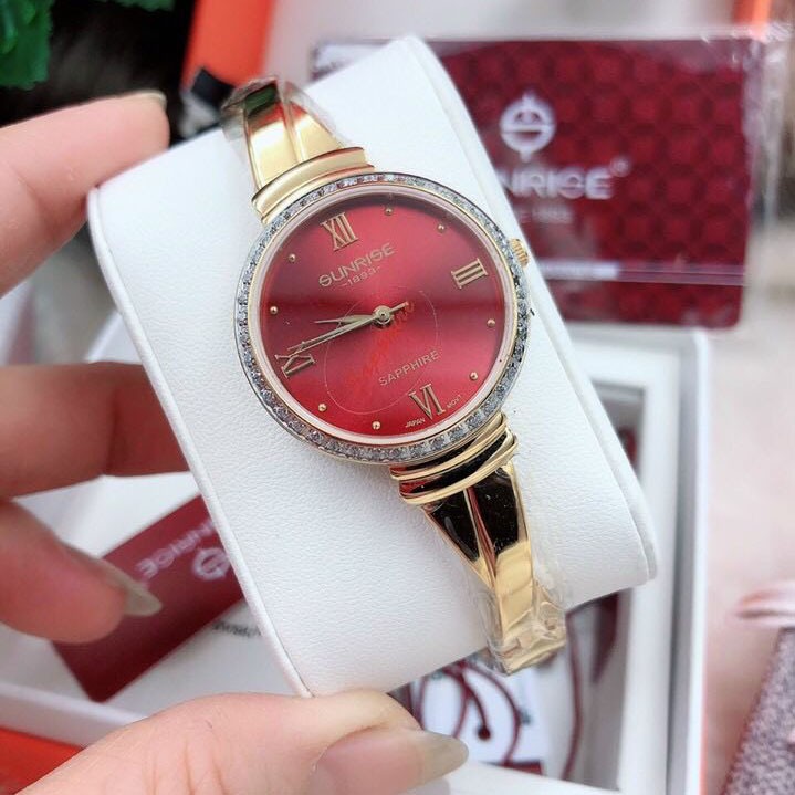 Đồng hồ Sunrise Nữ 9945AA viền hạt chính hãng chống nước, chống xước