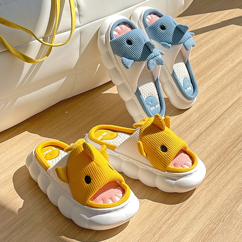 Dép vải lanh dệt Cao Cấp hính thú siêu sang, siêu dễ thương BabyShark TRANGBIHUE