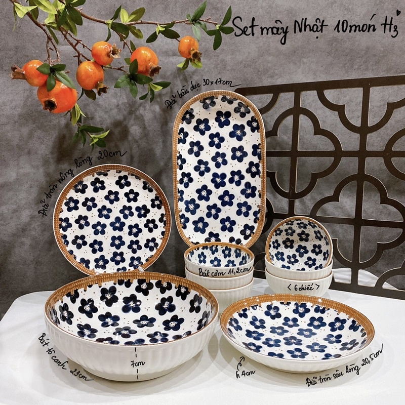 Bát đĩa Decor, Chén Dĩa Dễ Thương, Tô Ăn Cơm Sứ Đẹp Sét Mây Nhật H3 cực kỳ sang chảnh