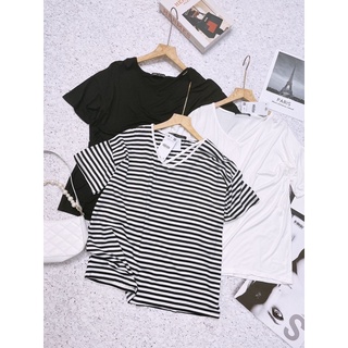 Áo pull kẻ chéo dây vai