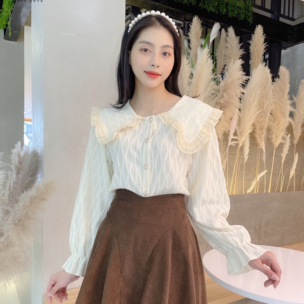 Áo kiểu nữ FM Style cổ bèo tay dài chất xịn thời trang thanh lịch nhẹ nhàng ulzzang 220225006