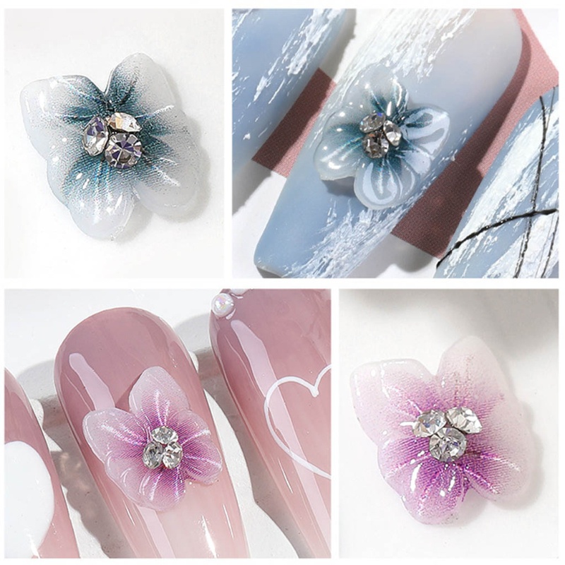 Phụ Kiện Charm Hình Bướm 3d Nhiều Màu Sắc Trang Trí Móng Tay