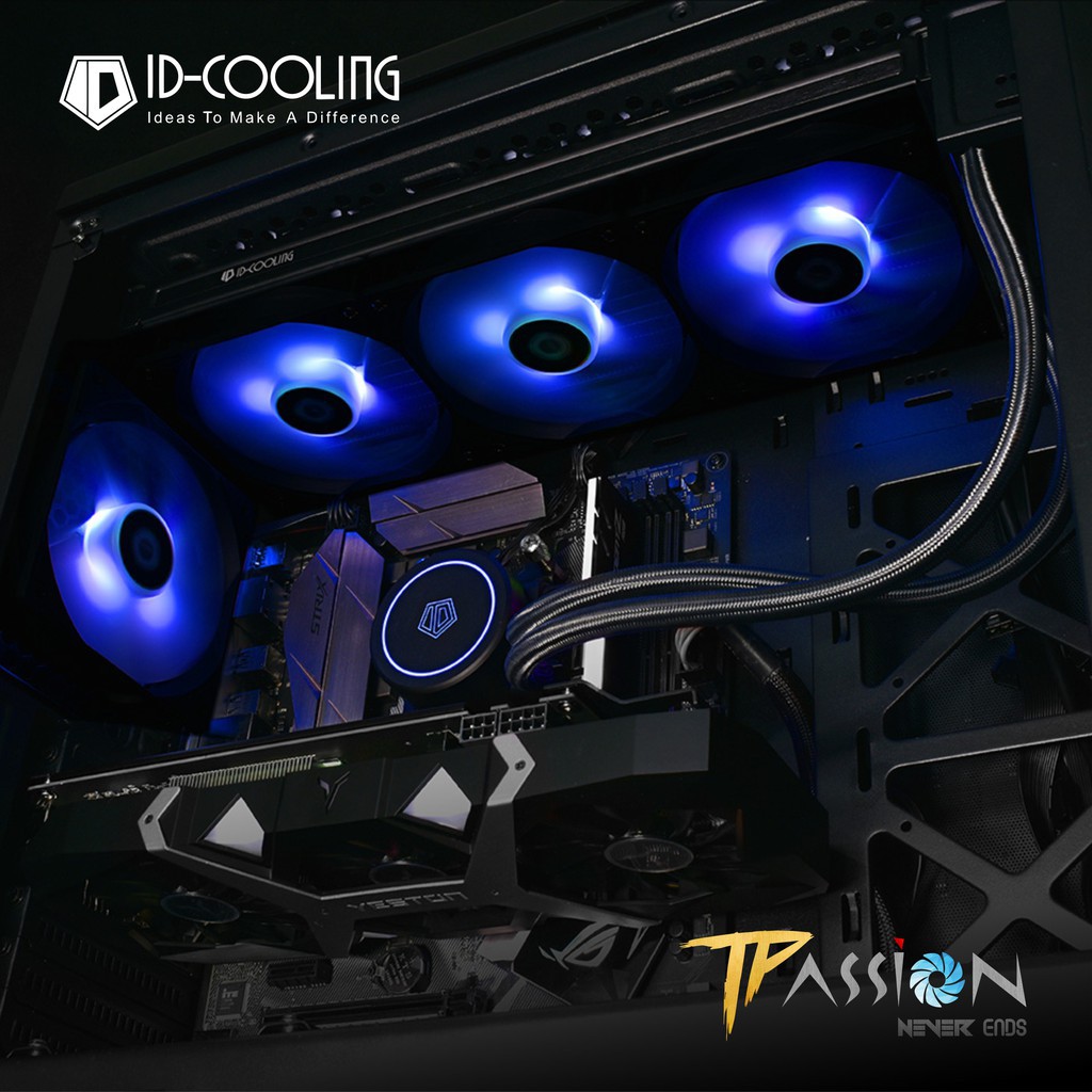 Bộ kit 3 quạt fan case 12cm ID-Cooling XF-12025 RGB TRIO - Led RGB 16.7 triệu màu, tốc độ cao, quay êm, tản nhiệt tốt