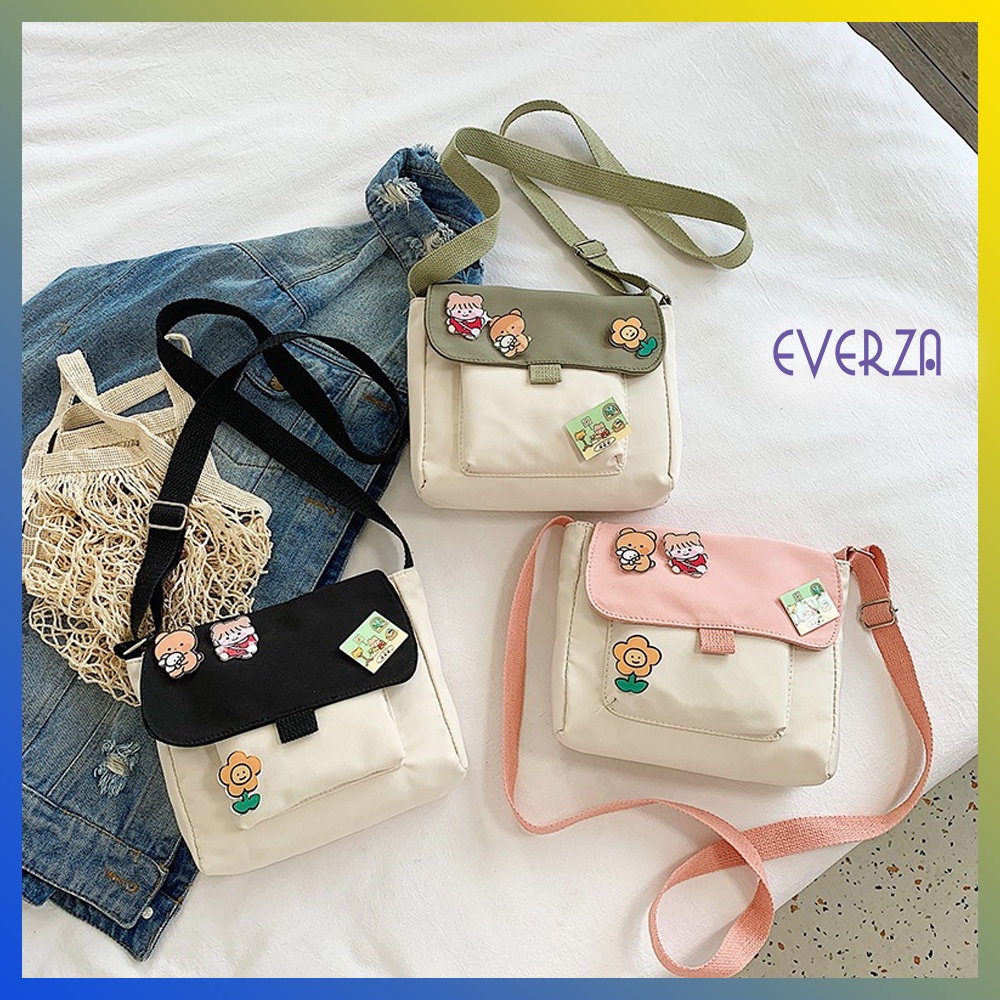 Túi Đeo Chéo Vải Canvas Mini Cho Nữ Form Vuông Vải Mềm Đi Chơi siêu Dễ Thương Phong Cách Hàn Quốc
