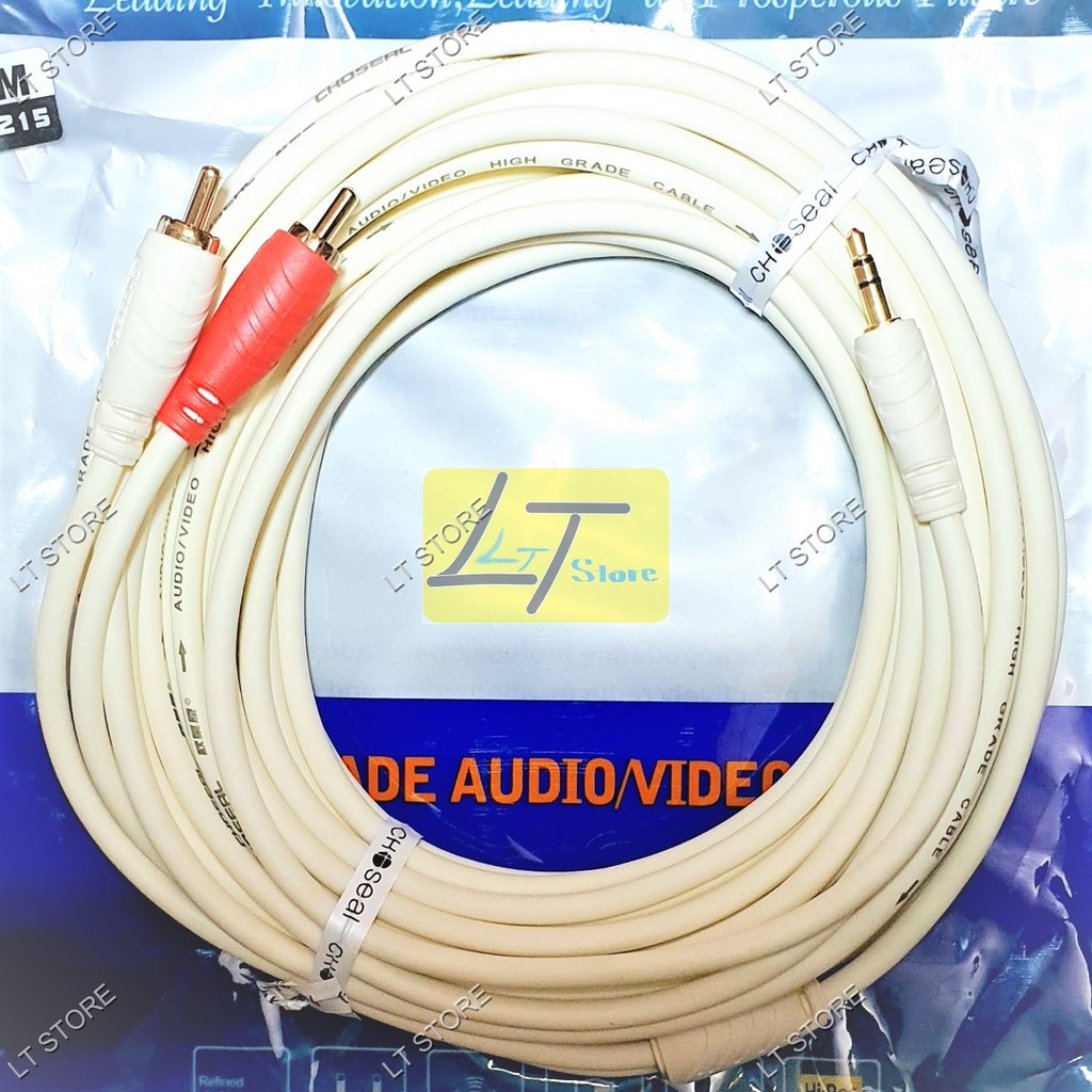 Cáp loa 1 đầu 3.5 ra 2 bông sen RCA dài 1.8M, 3M, 5M, 10M choseal lõi đồng loại tốt (Dây loa 1 ra 2)