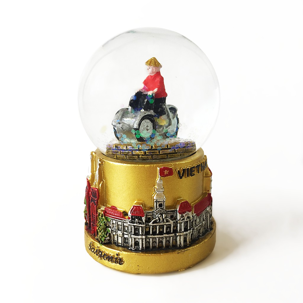 Quả Cầu Tuyết Thuỷ Tinh 4.5cm Snowglobe Saigonir - Hình Ảnh Việt Nam - Chi Tiết Sắc Nét - Quà Tặng - Quà Lưu Niệm