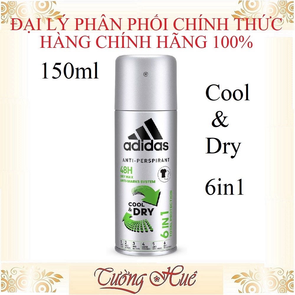 Xịt khử mùi nam Adidas 6in1 Total Protection 48H Anti-Persprirant - 150ml