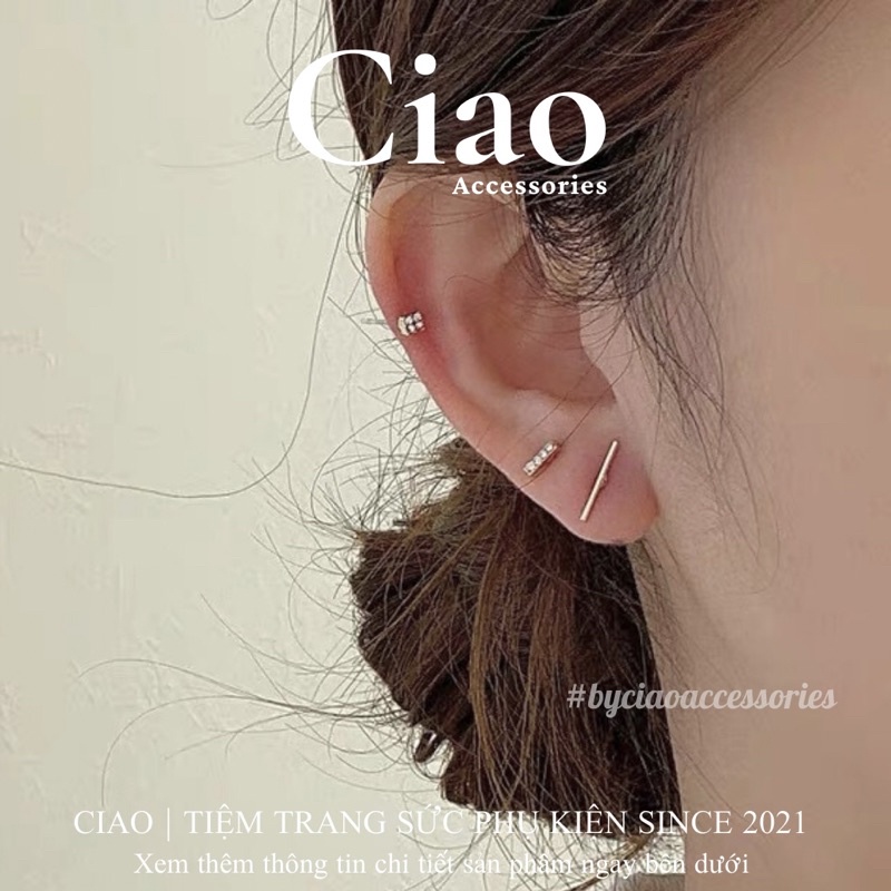 [HOẢ TỐC 1H] Set 5 khuyên tai/ bông tai mạ bạc S925 thiết kế đơn giản đính đá lấp lánh Limim Ciao