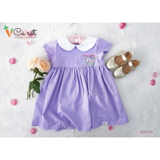 Đầm thiết bé gái cổ sen có tay màu tím