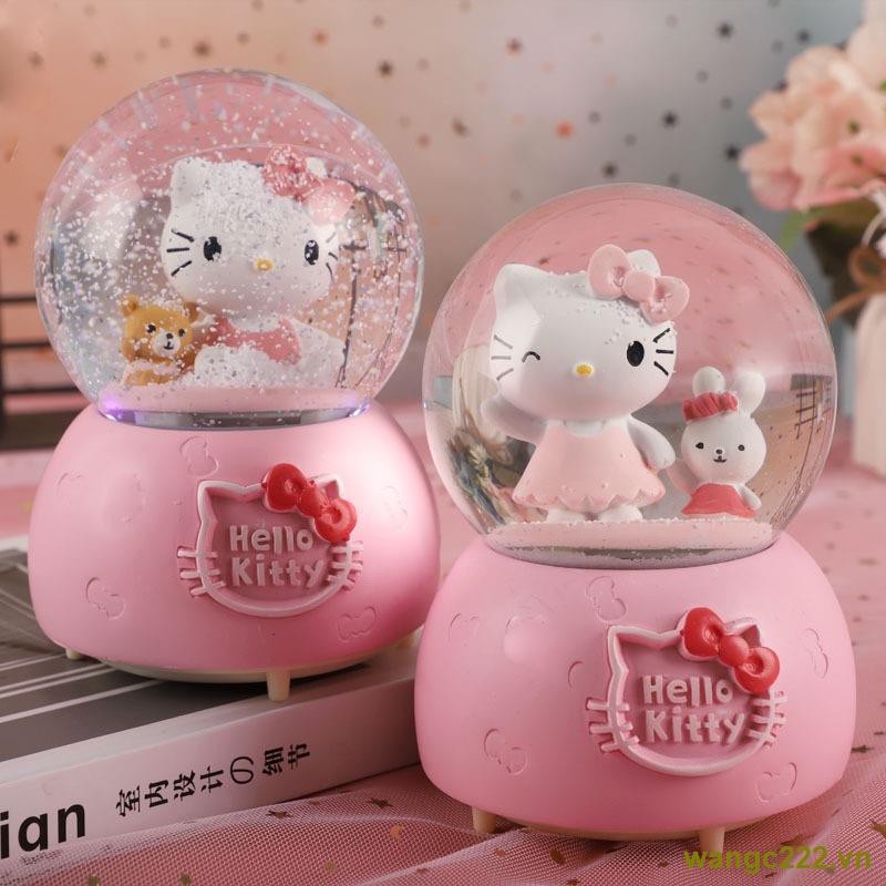 Hộp nhạc quả cầu tuyết hình mèo Hello Kitty xinh xắn