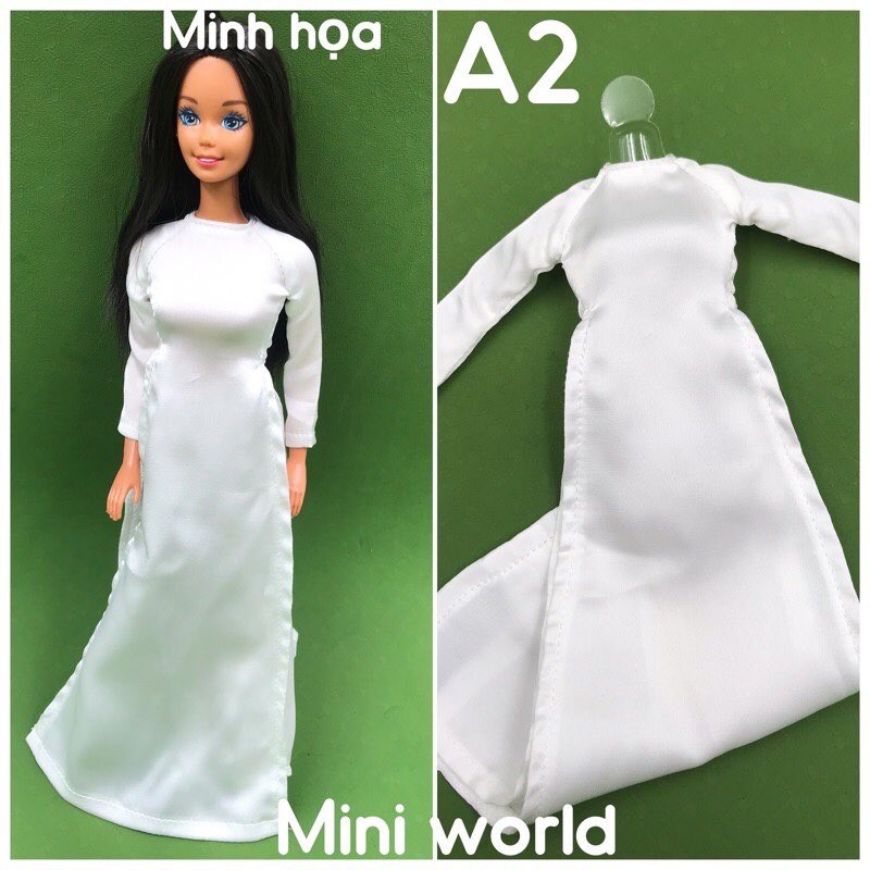 Mô hình Áo dài khăn đống nón lá mini cho búp bê Barbie