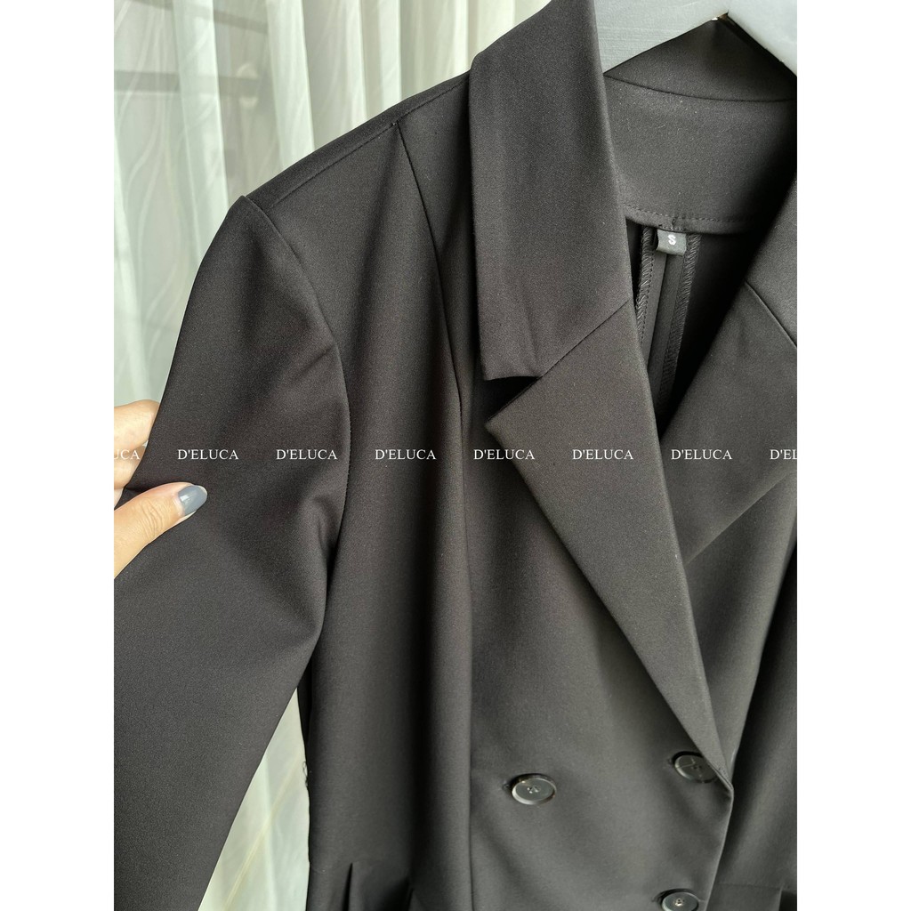 [Hình+Video Thật] Váy Cổ Vest Dáng Xòe Chất Liệu Tuytsi Hàn Cao Cấp Dài Tay, Hai Hàng Cúc Kiểu Dáng Thời Trang | BigBuy360 - bigbuy360.vn