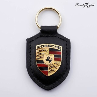 Móc Khóa Hình Logo Porsche Bằng Da