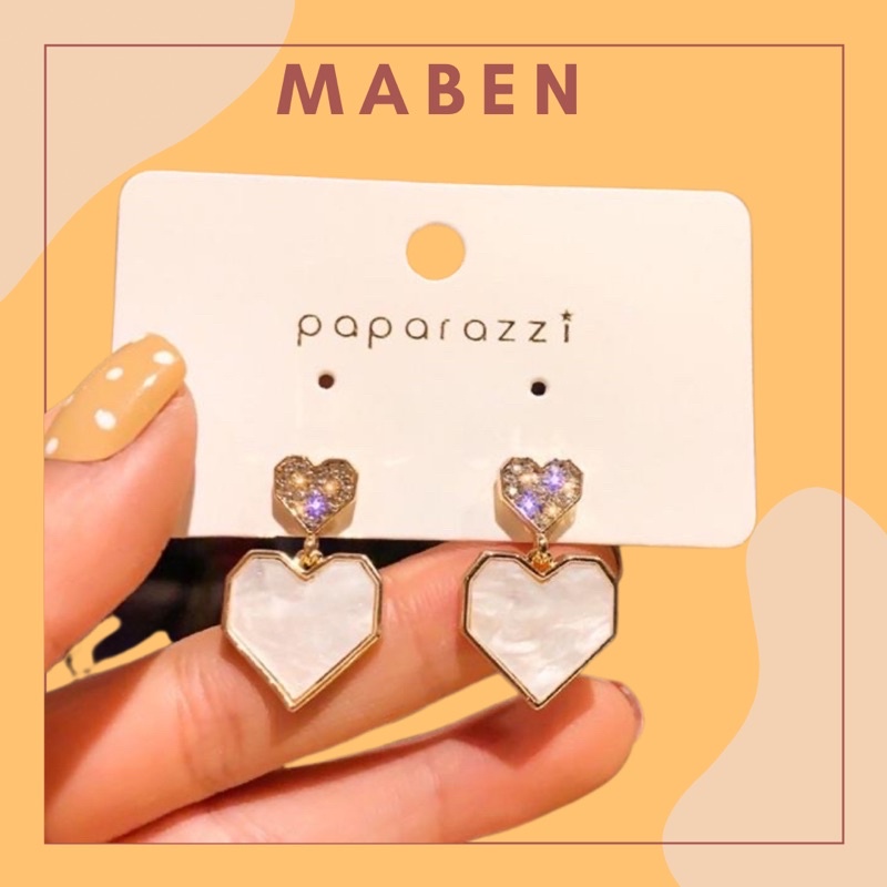 Hoa tai đính đá hình trái tim - Maben