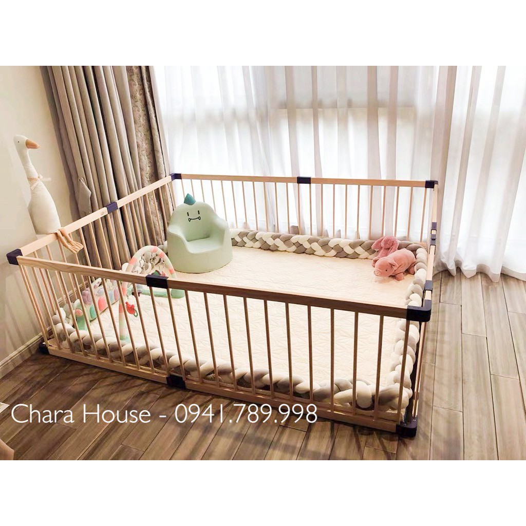 Quây gỗ thông cao cấp Jolly Baby Kích thước 1m4x1m8,1m5x1m8,1m4x2m1