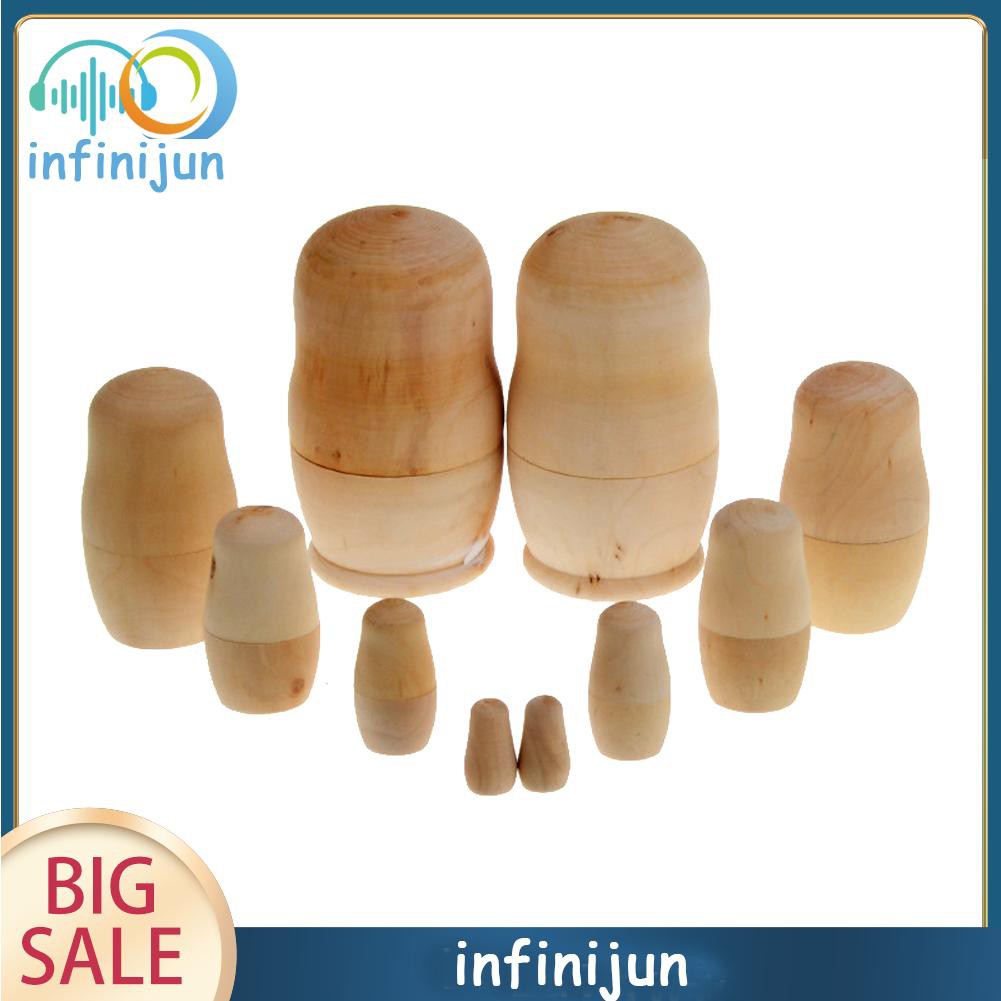 Bộ 5 Búp Bê Nga Matryoshka Bằng Gỗ Chưa Sơn