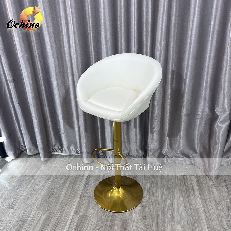 Ghế Quầy Lễ Tân, Ghế Quầy Bar Mẫu Nỉ Da Liền Tay Chân Vàng K1 Tĩnh Điện Điều Chỉnh Độ Cao 60/80 Và Xoay 360 Độ