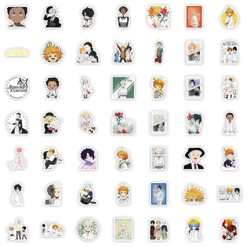 Sticker Anime The Promised Neverland nhựa PVC không thấm nước, dán nón bảo hiểm, laptop, điện thoại, Vali,xe #203