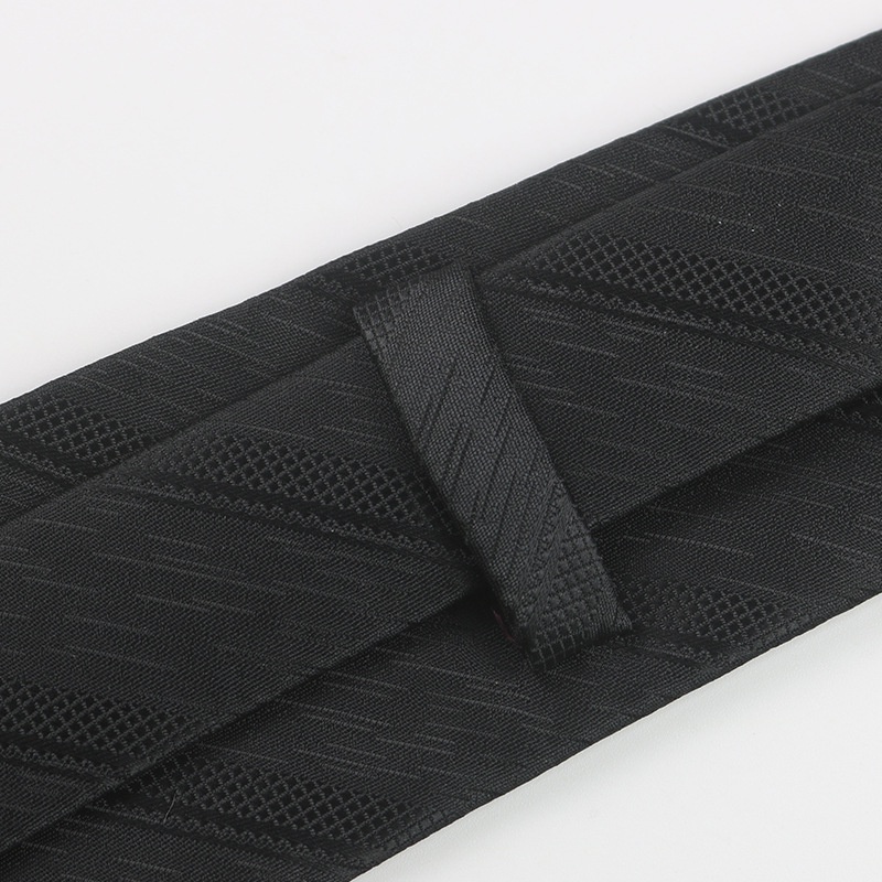 Cà Vạt 8cm Họa Tiết Kẻ Sọc Màu Đen Có Khóa Kéo Thời Trang Công Sở Cao Cấp Cho Nam