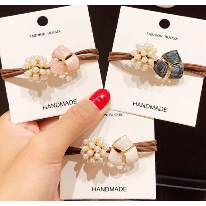 Dây Buộc Tóc Đính Đá+ Hạt Trai Nhân Tạo
