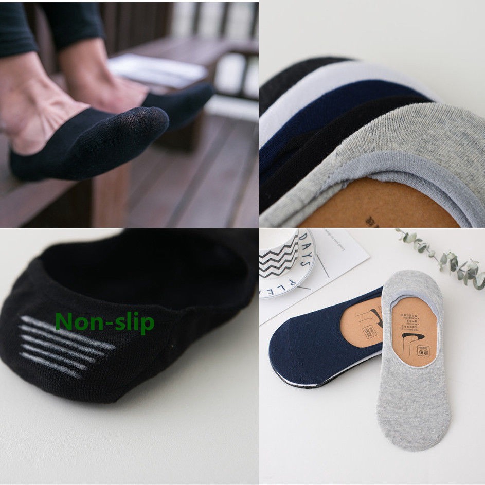 5 Pairs Men Invisible Socks,Soft Cotton Sock,Breathable Sweat absorb Anti-skid Solid Casual socks