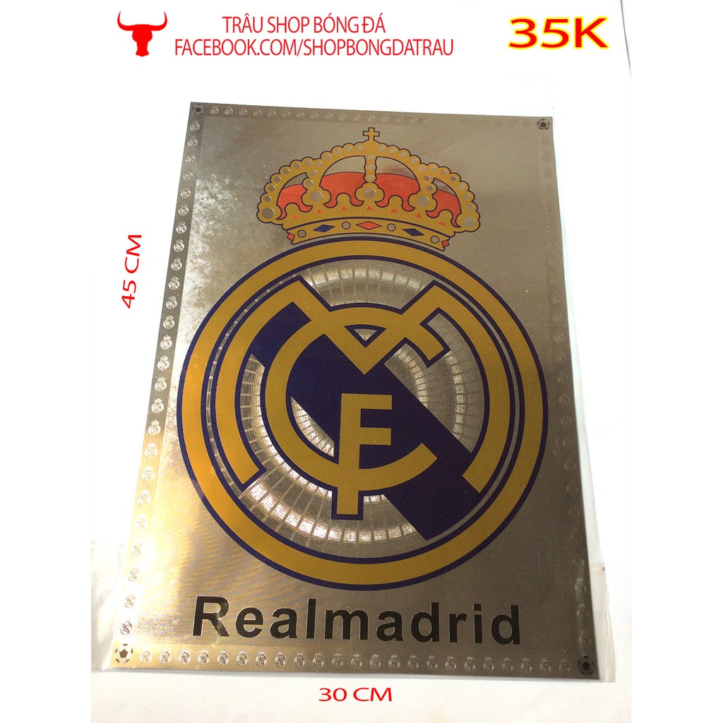 Tấm dán lưu niệm 30*45cm - các câu lạc bộ bóng đá Manchester, Arsenal, Chelsea, Barca, Real, Liverpool - Trâu