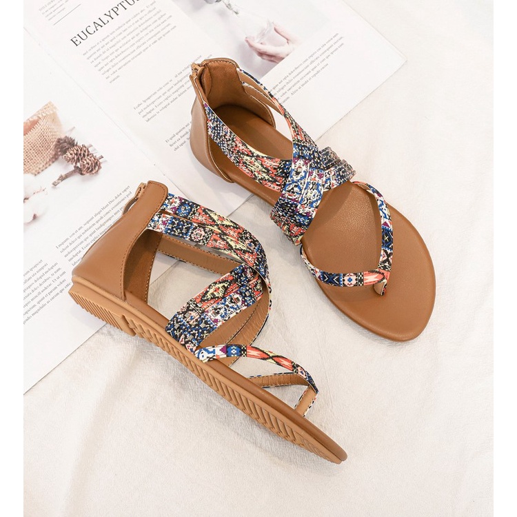 [Chính hãng XiangLV - Sẵn từ 36-39] Giày sandal chiến binh boho quai chéo cổ thổ cẩm chính hãng cao cấp FULLBOX - N27