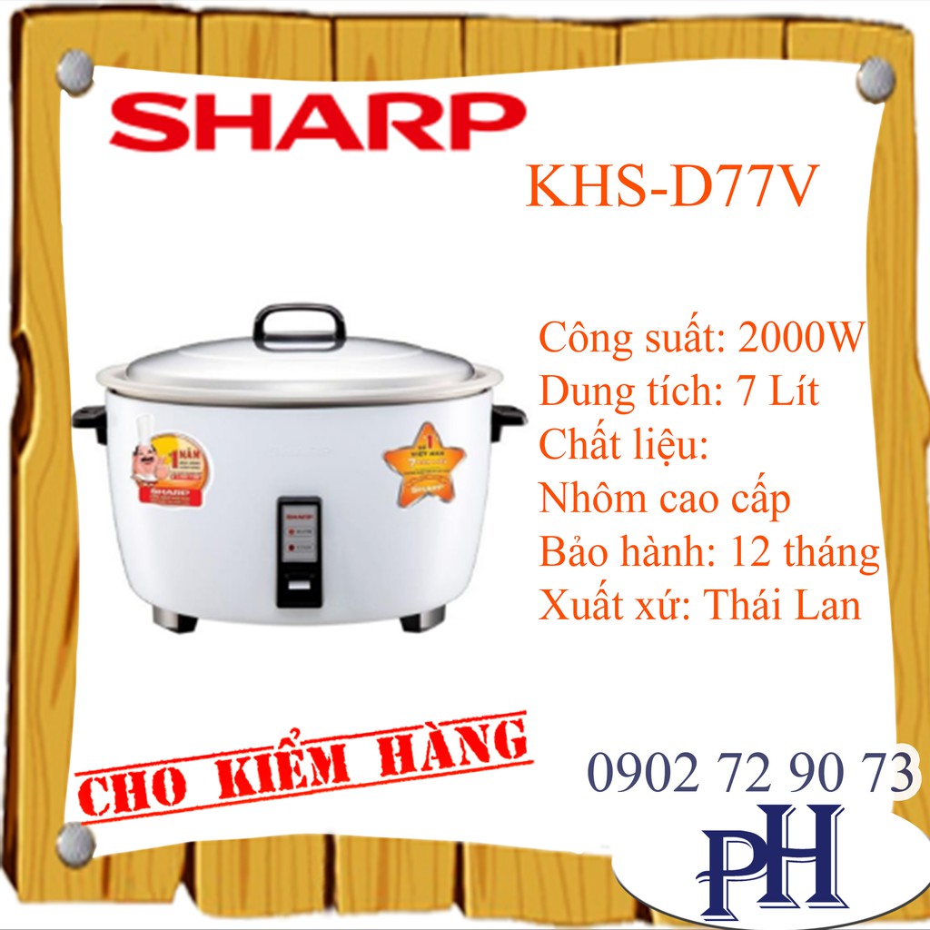 Nồi cơm điện nắp rời Sharp KSH-D77V 2000W 7L