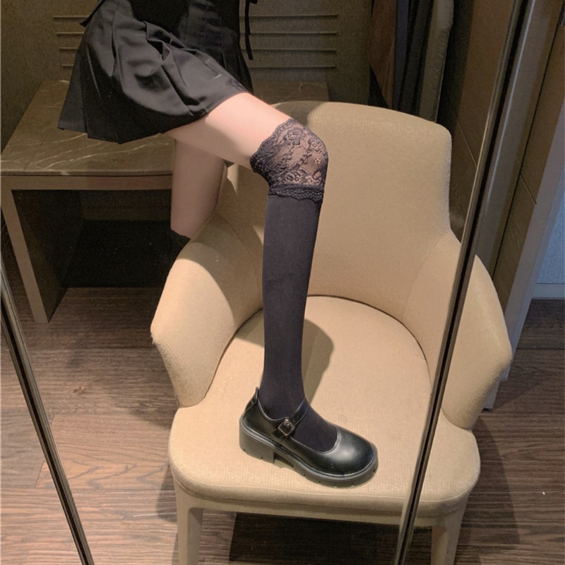 Vớ Ren Hoa Xuyên Thấu Cao Qua Gối Phong Cách Lolita