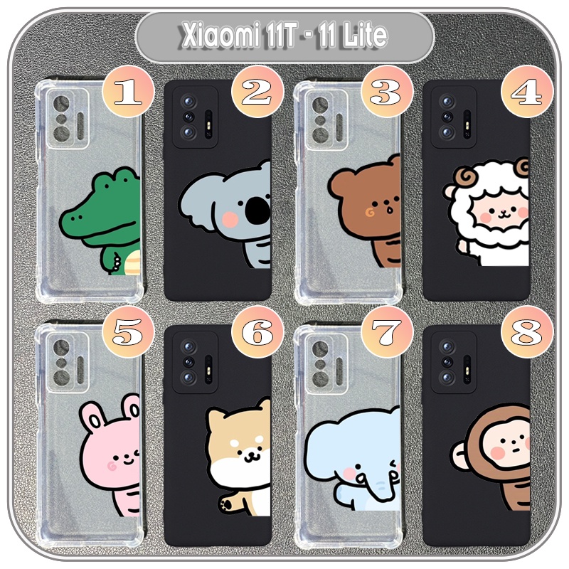 Ốp lưng dẻo trong cho Xiaomi 11T - 11T Pro - Mi 11 Lite NE 4G 5G, in hình thú Animal, 4 góc chống sốc, che camera