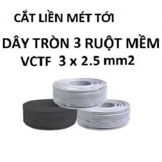 50 MÉT DÂY ĐIỆN TRÒN 3 RUỘT MỀM - VCTF 3x2.5 mm2 - Cadisun chính hãng