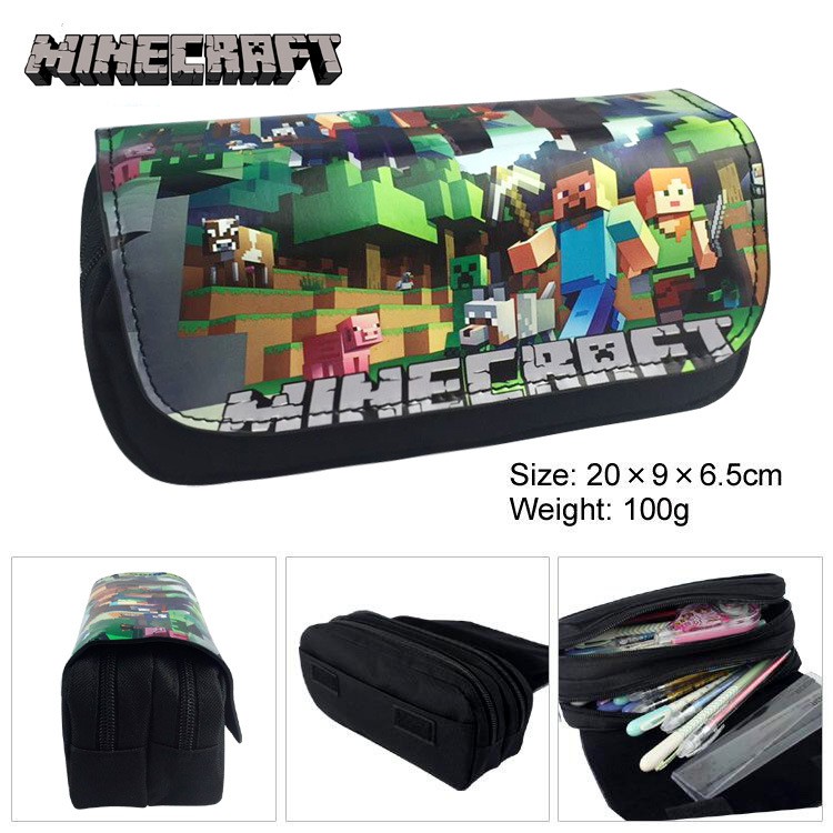 Minecraft PU Canvas Cartoon Pencil Case Boys and Girls School Supplies Wallet Gifts