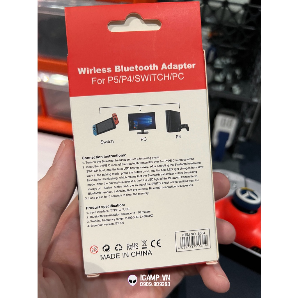 Adapter Bluetooth 5.0 Cho Máy PS5, PS4, Switch, PC Kết Nối Loa, Tai Nghe