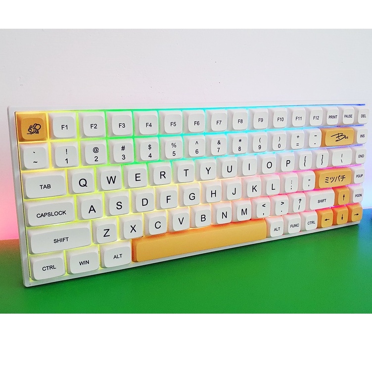 Bộ Keycap XDA PBT 137 Phím Honey Bee Chú ong mật Cực Đẹp in Dye-Sub Font chữ to ( hỗ trợ layout 61 64 87 104 108 Phím )