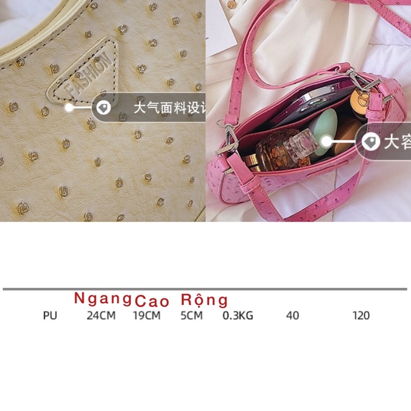 Túi kẹp nách - Có dây dài túi đeo chéo chất sần mẫu hot 2022