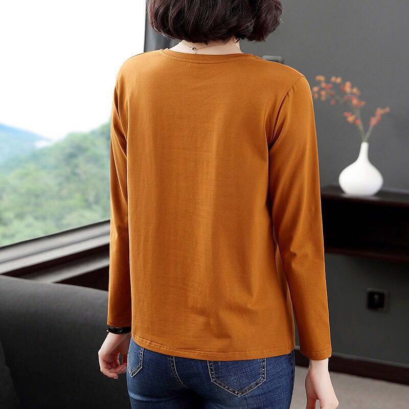 Áo thun tay dài dáng rộng thời trang cho phụ nữ trung niên