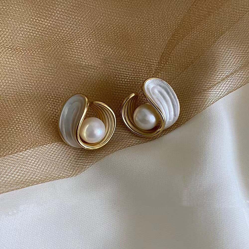 Khuyên Tai Đính Ngọc Trai Nhân Tạo Phong Cách Vintage Thời Trang