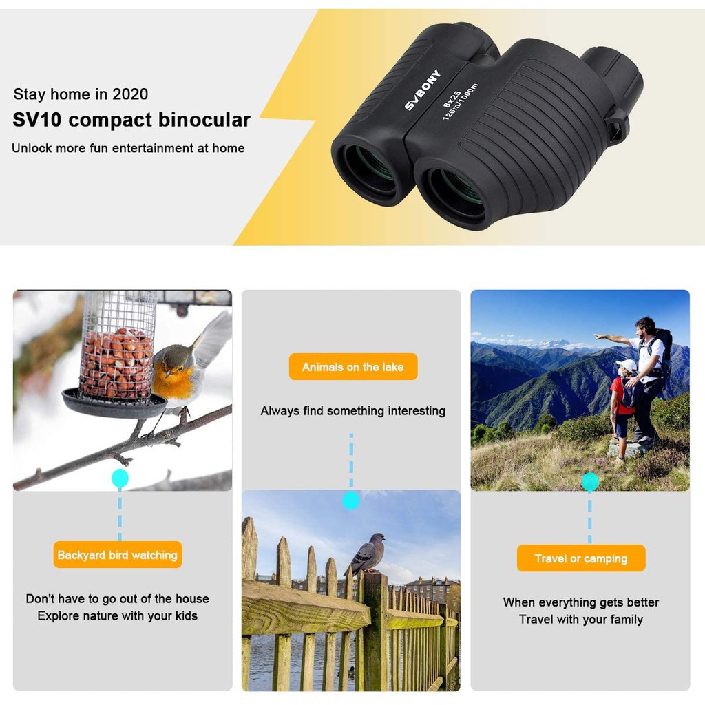 SVBONY Kính viễn vọng nhìn đêm sv10 8x25 cố định lấy nét nhỏ gọn ống nhòm độ nét cao 5000m
