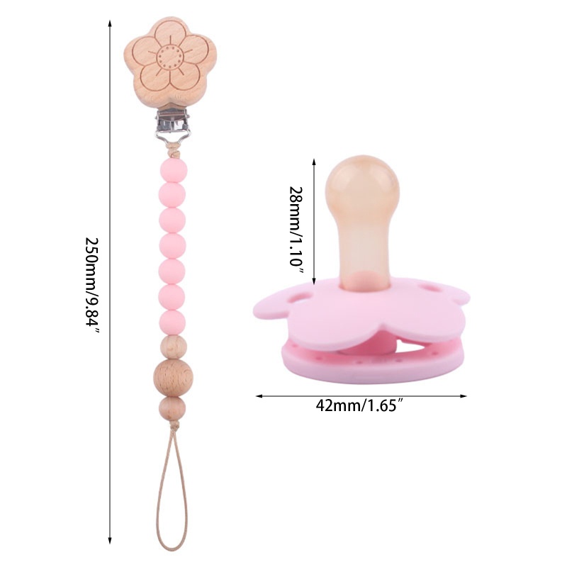 Núm Ti Giả Bằng Silicone Không BPA Thoải Mái Có Chuỗi Kẹp Tiện Lợi Dành Cho Em Bé