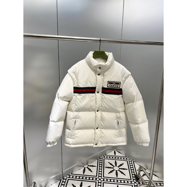 Áo khoác phao nữ dáng rộng hai tay áo có thể tháo rời thành ghile thương hiệu thời trang cao cấp Gucci GC