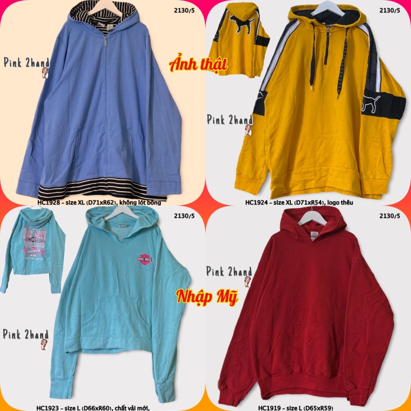 Áo Hoodie nữ, nam 2hand, chất dày, size XL/XXL - 160122-1