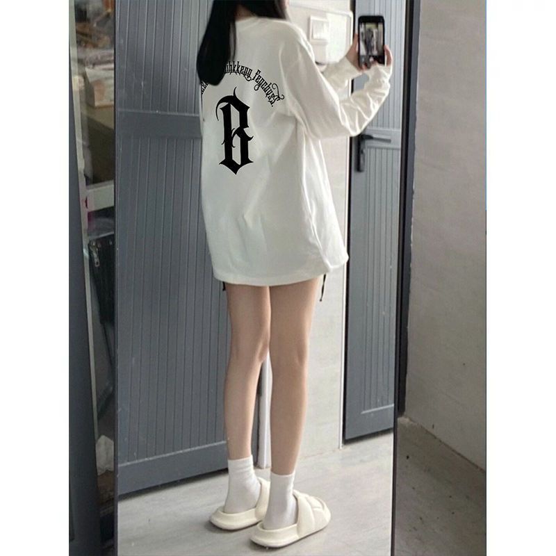 Áo Thun Tay Dài Cổ Tròn Chất Liệu 100% cotton Cho Nữ