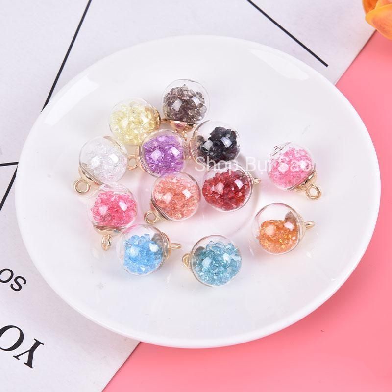 Charm quả cầu trong suốt ngôi sao/hạt đá/ bóng màu bên trong/ Mặt dây chuyền/ Làm đồ hanmade, Keyring, DIY