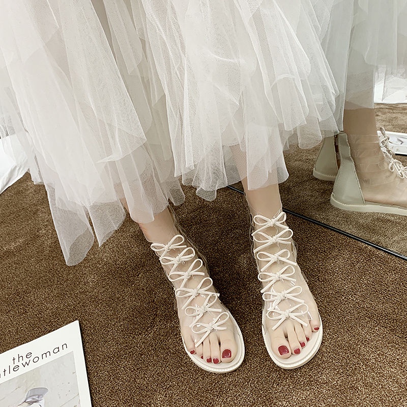 Xăng đan Roman Đế Bằng Đính Nơ Thời Trang Mùa Hè Phong Cách Hàn Quốc Dành Cho Nữ 2022