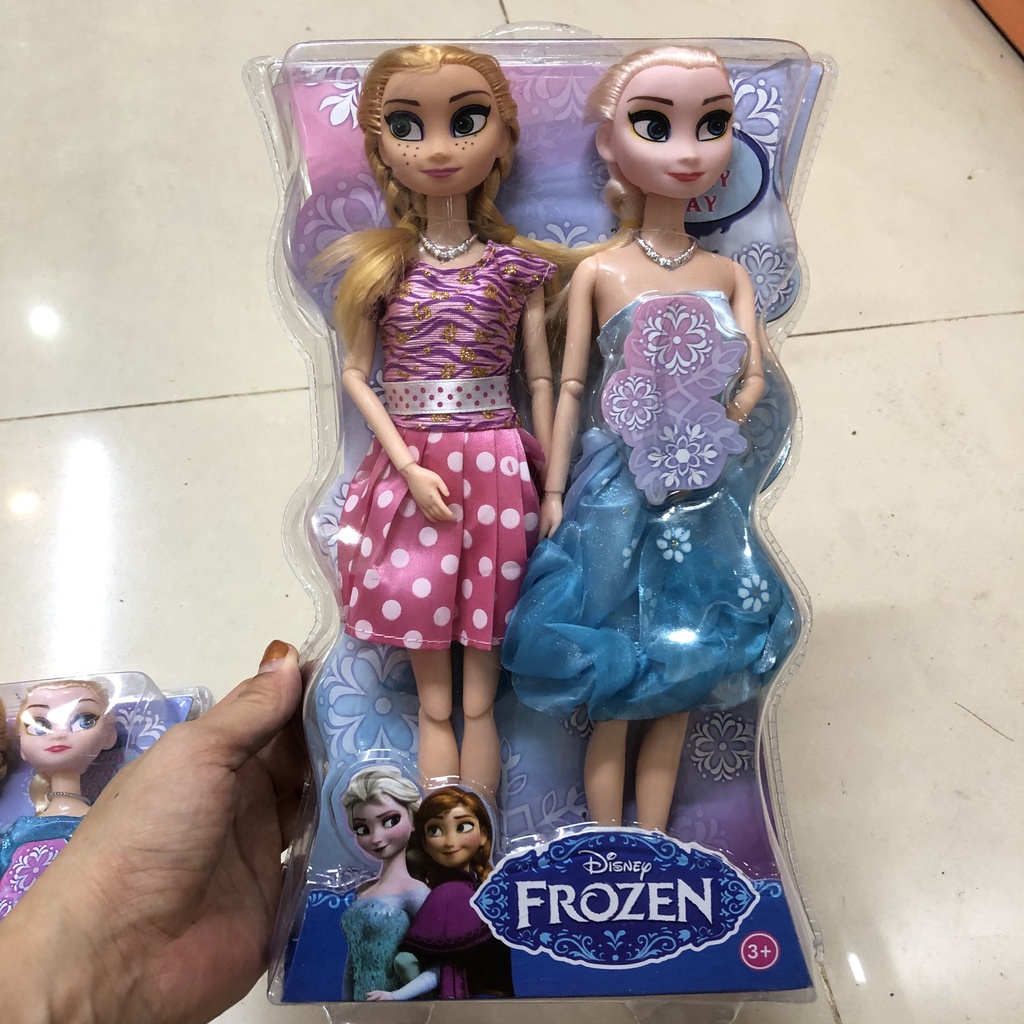 Búp bê Elsa &amp; Anna có khớp hộp ép kính 30cm