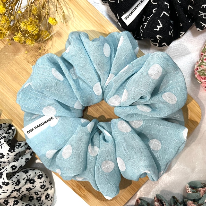 Dây buộc tóc Scrunchies Handmade vải voan chiffon hoa nhí